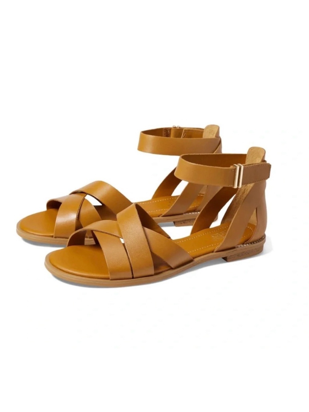 Franko Sarto Women’s Tan Ankle-Strap Leather Sandals